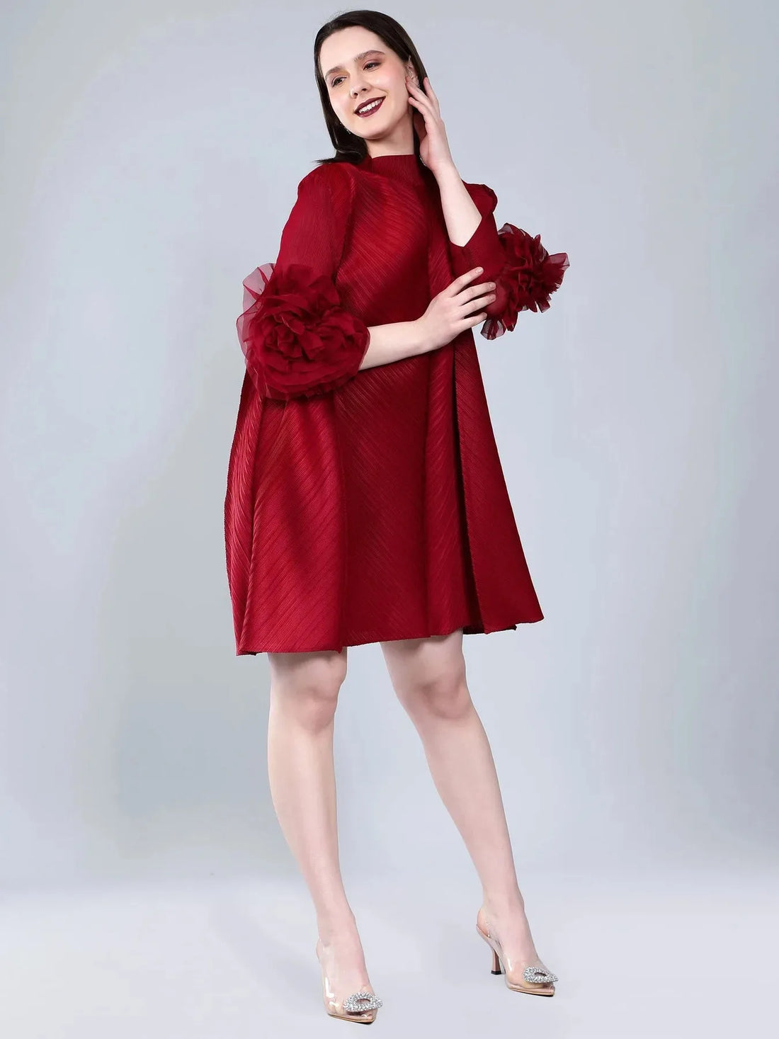 Vintage Flower Pleated Dress