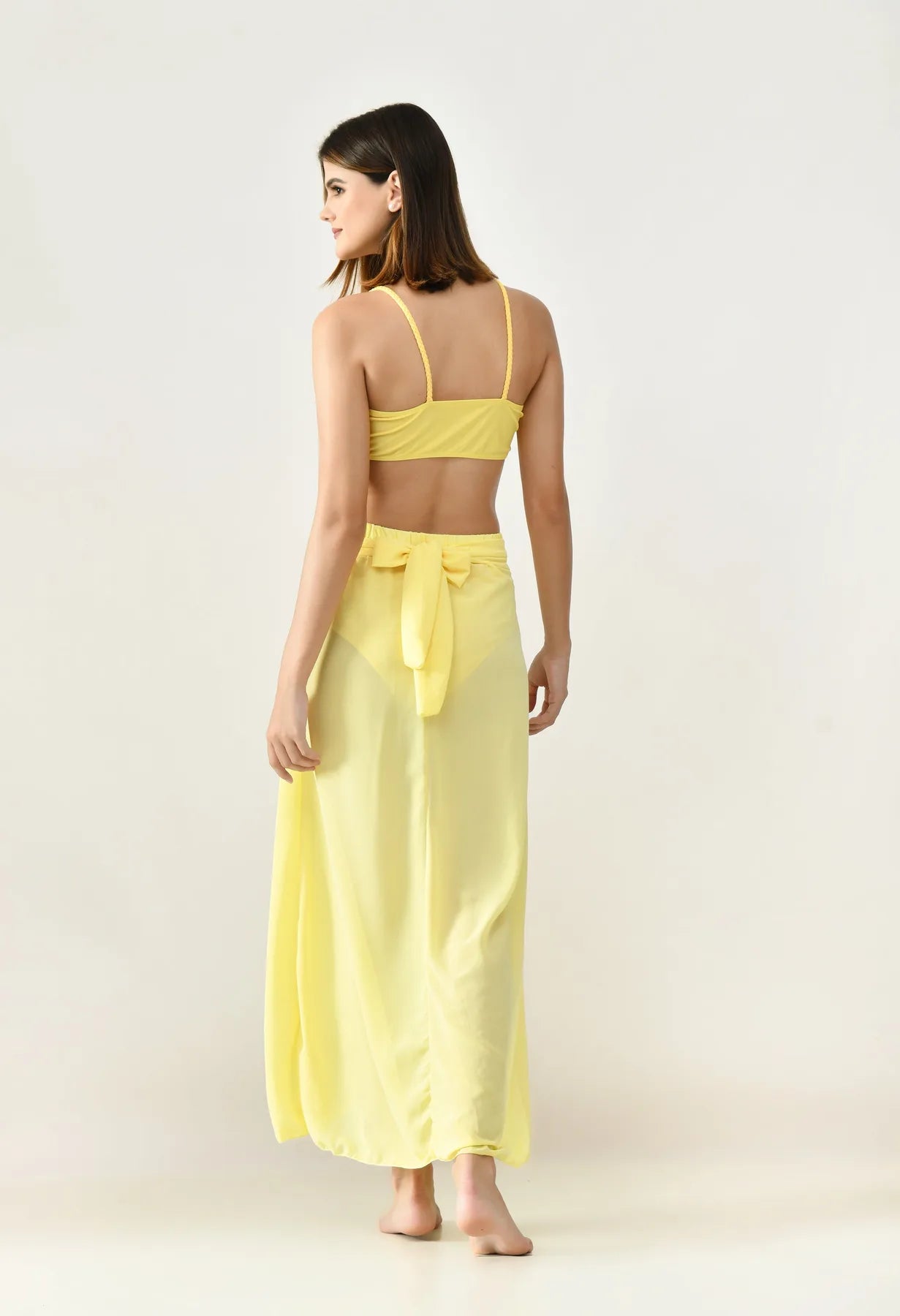 Solid Bikini Set With Sarong