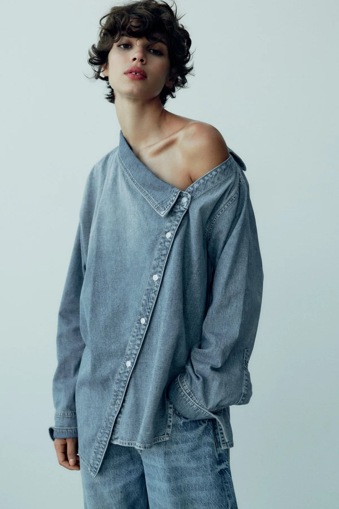 Asymmetric Denim Shirt