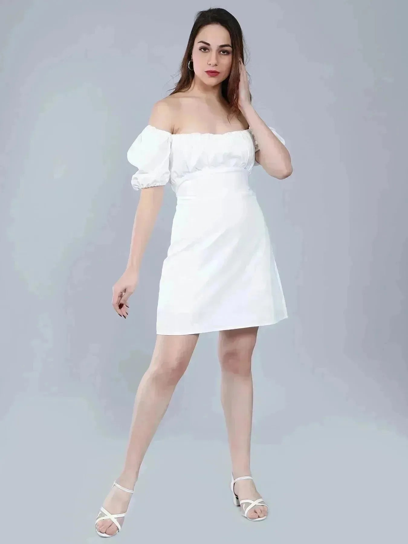 Off Shoulder Puff Sleeves Dress