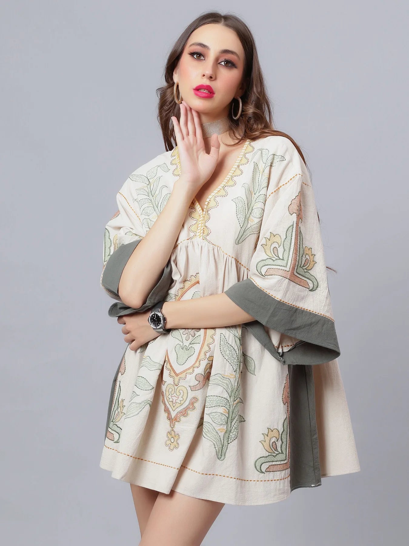 Embroidered Short Cover-Up