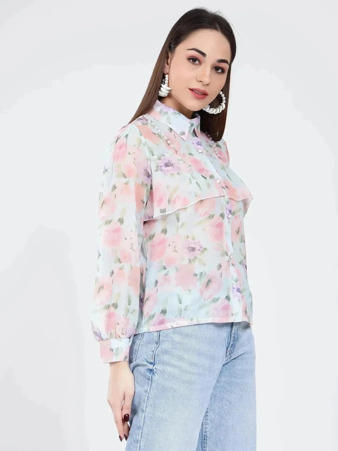 Ruffle Floral Shirt