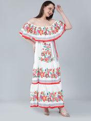 Floral Print Off-Shoulder Maxi Dress