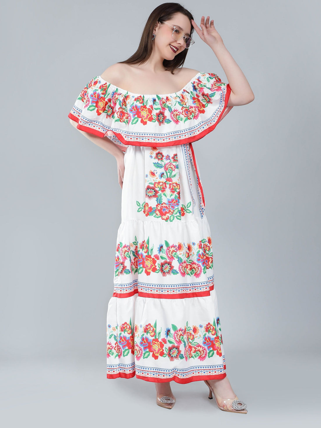 Floral Print Off-Shoulder Maxi Dress