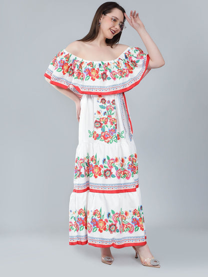 Floral Print Off-Shoulder Maxi Dress