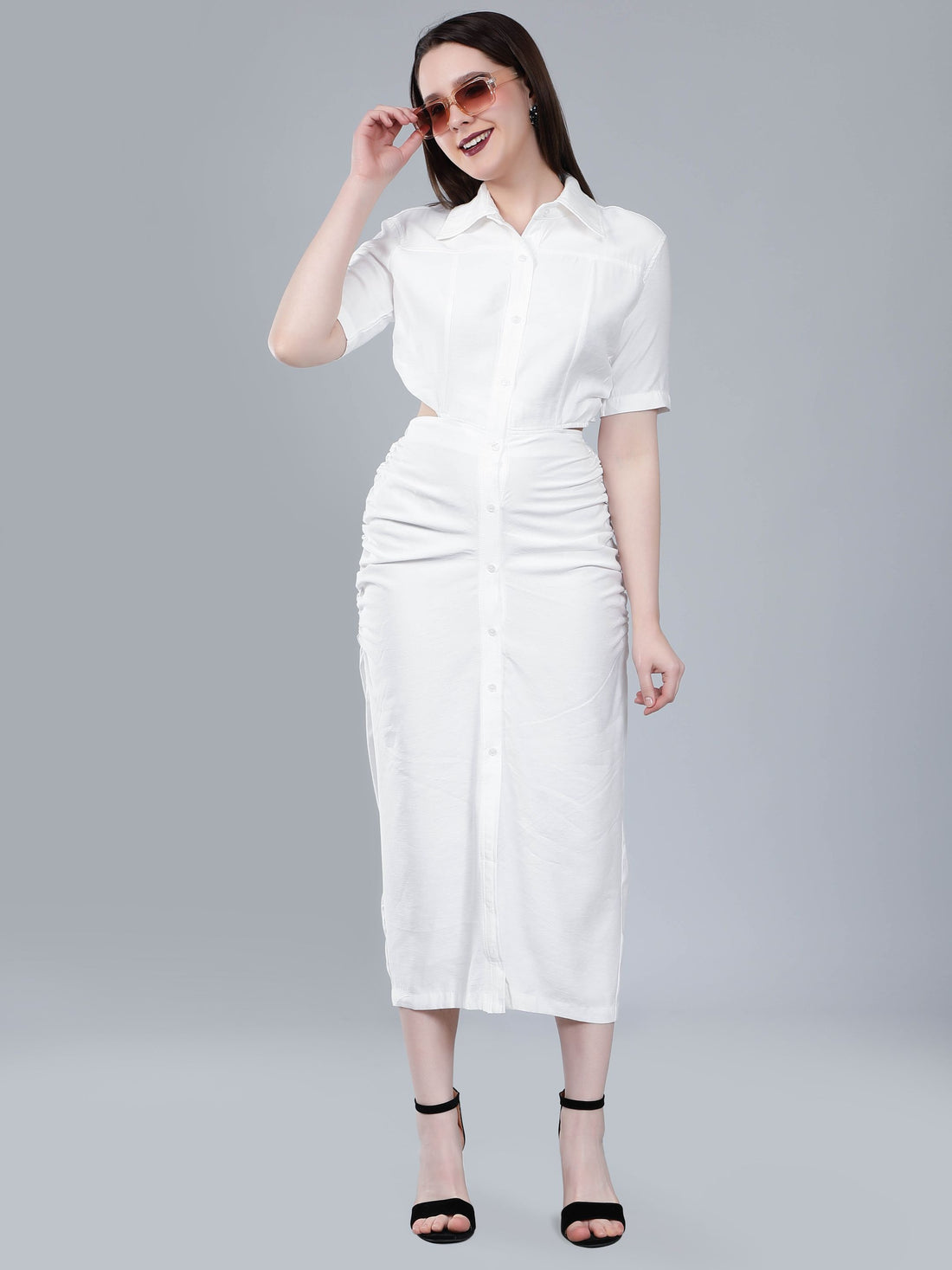 Back Cutout Shirt Dress