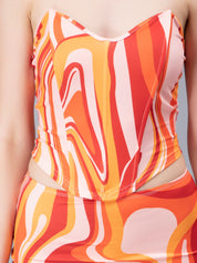 Swirl Print Top and Skirt Set