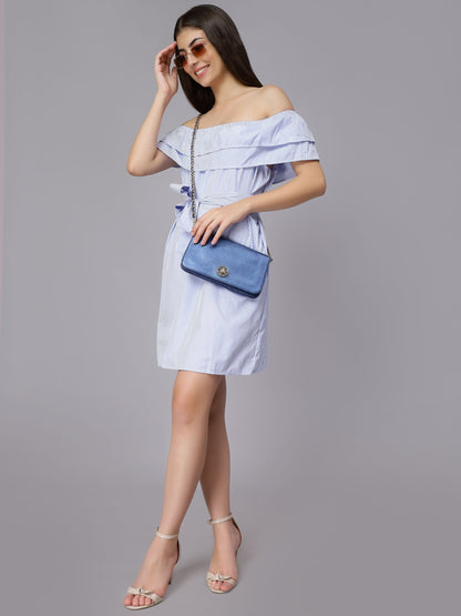 Striped Off-Shoulder Short Dress