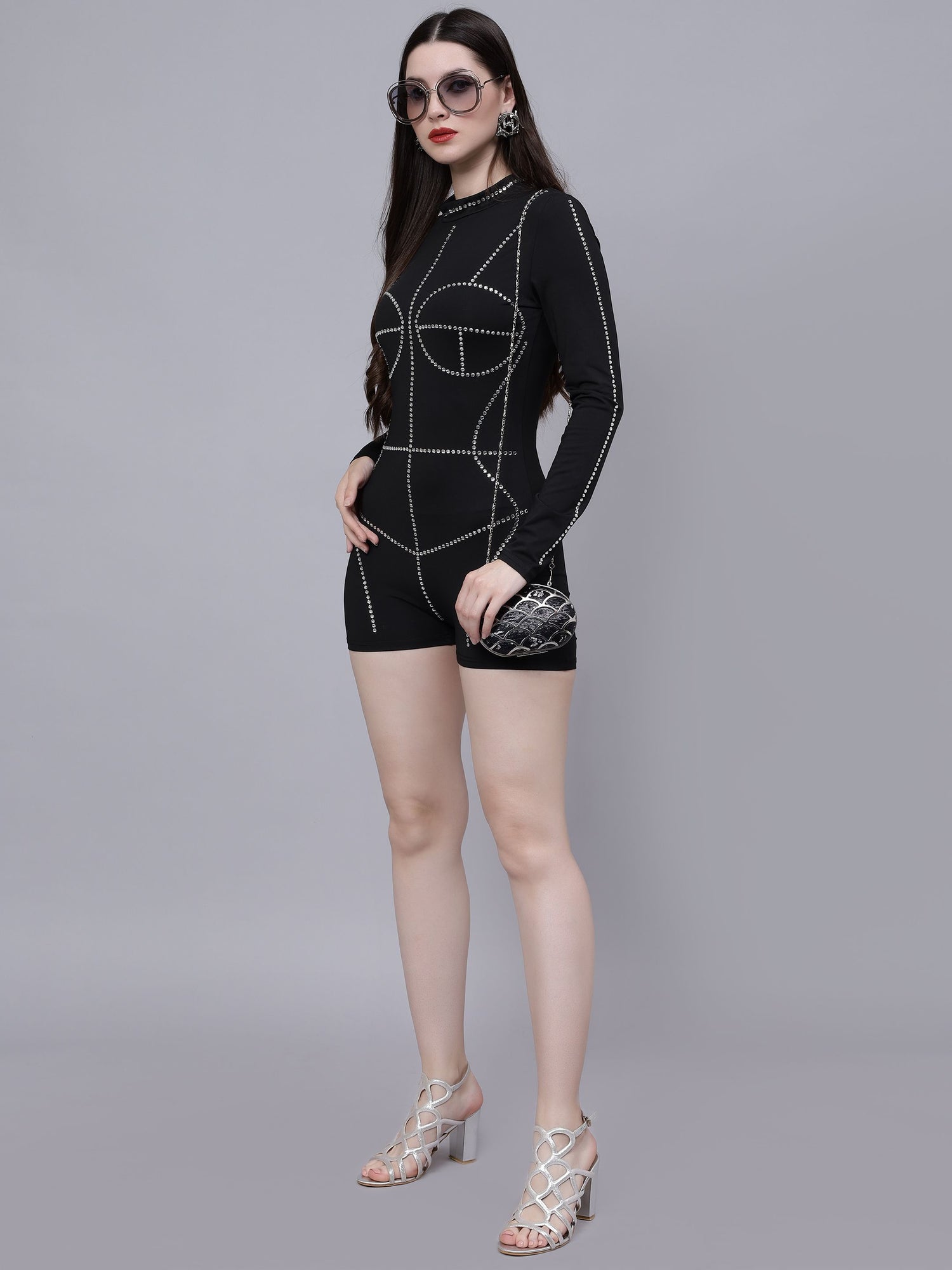 Rhinestone Stickon Detail Playsuit