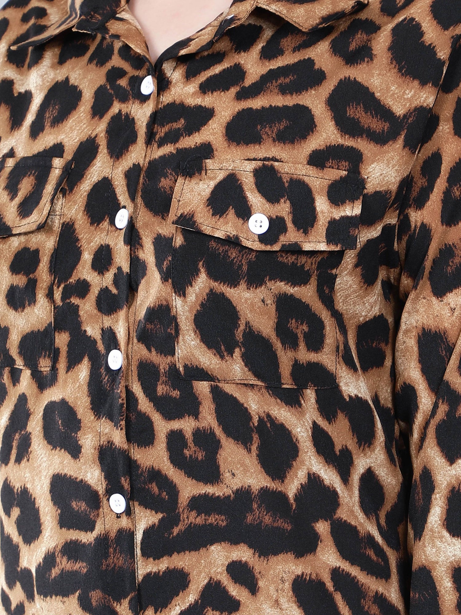 Leopard Print Long Shirt Dress