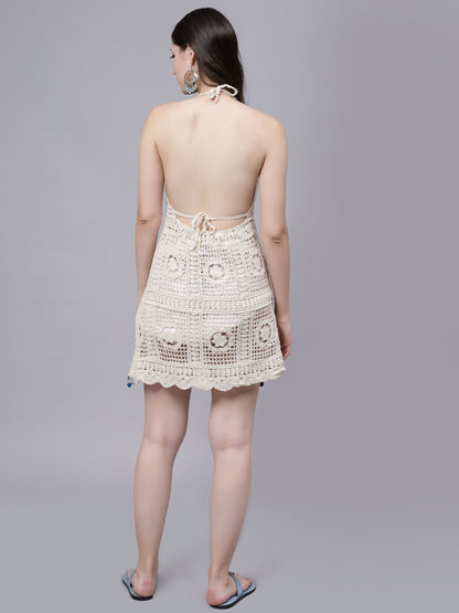 Crochet Halter Backless Dress