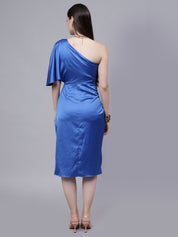 Off Shoulder Satin Midi Dress