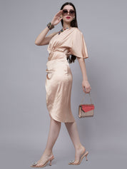 Off Shoulder Satin Midi Dress