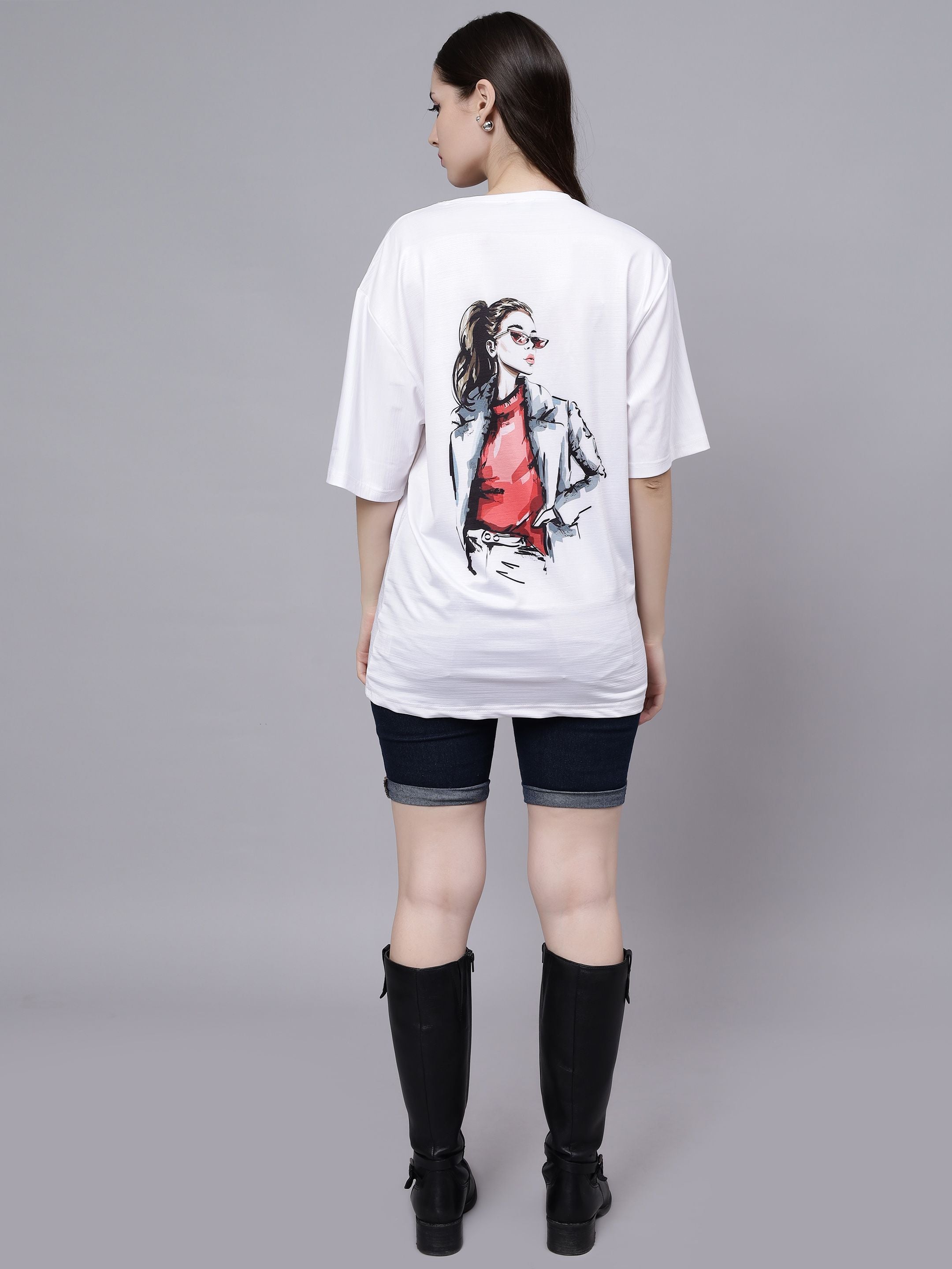 Stylish Girl Graphic Oversized T- Shirt