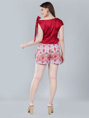 Tie Shoulder Satin Blouse