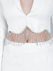 Rhinestone Fringe Two Piece Suit