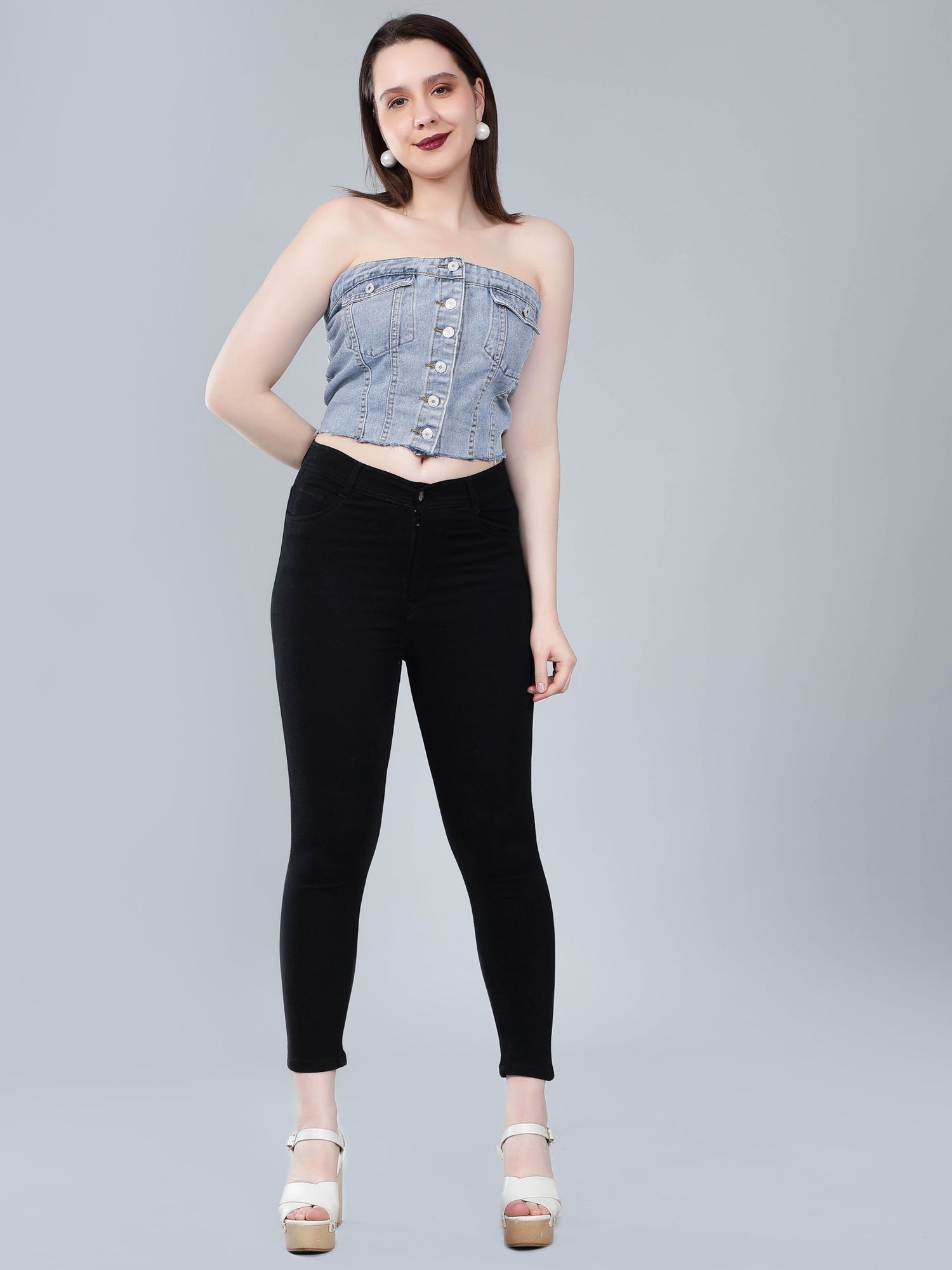 Denim Corset Crop Top