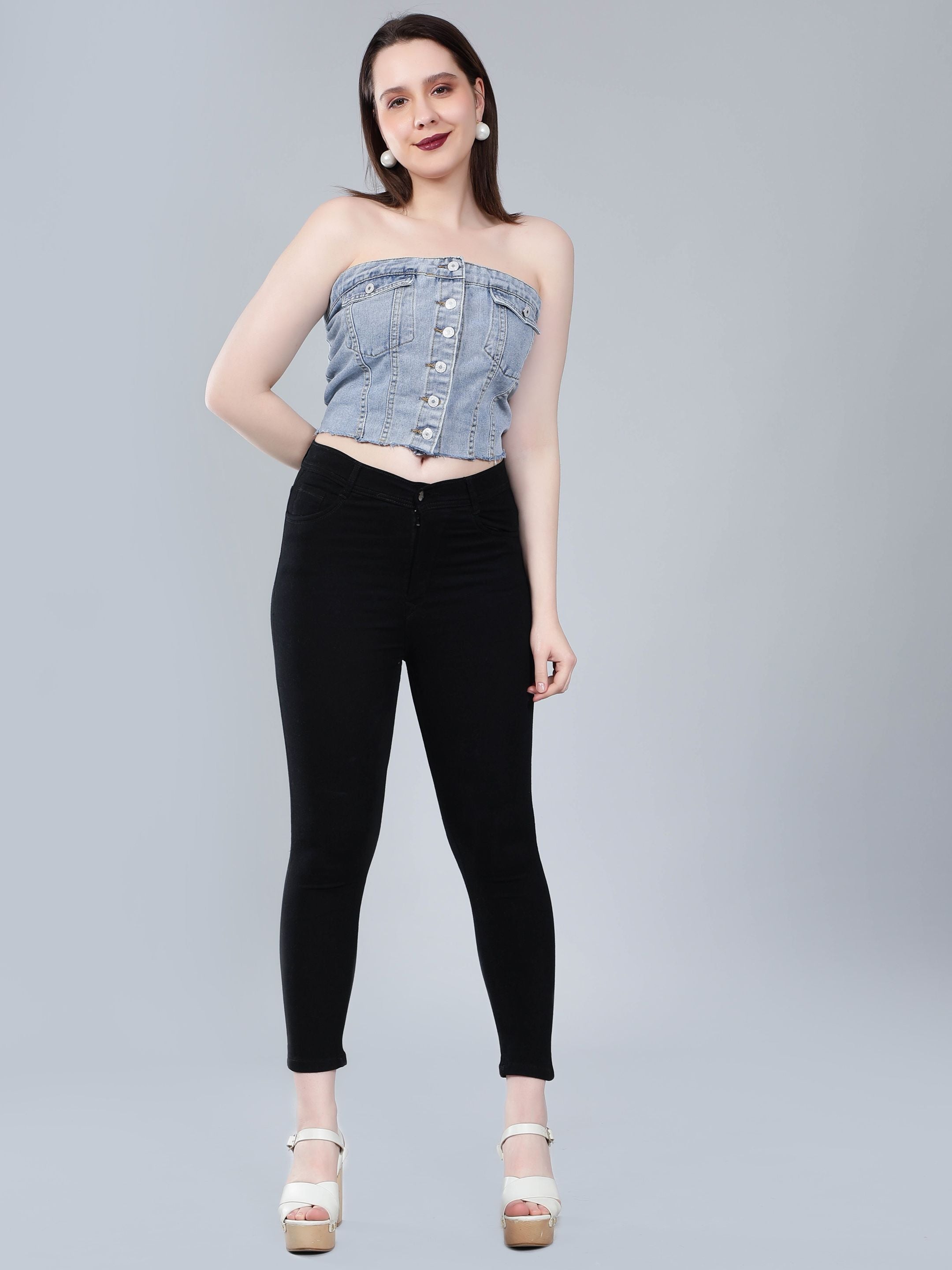 Denim Corset Crop Top