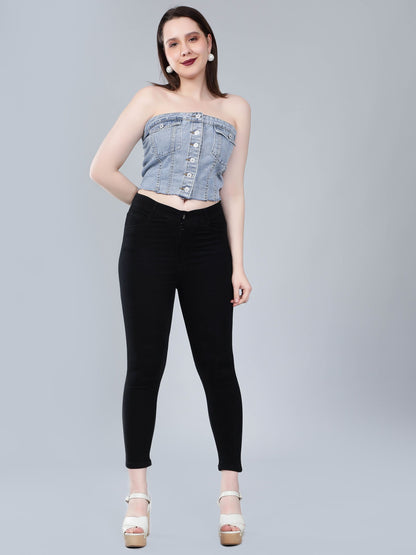 Denim Corset Crop Top