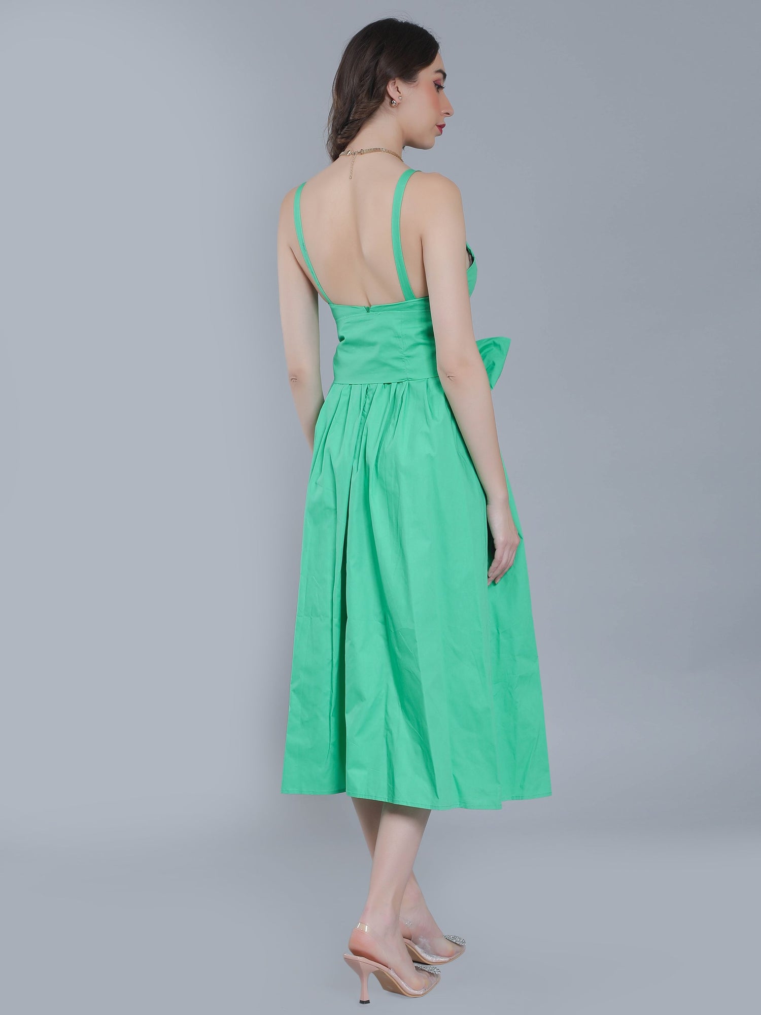 Deep V-Neck Cotton Dress