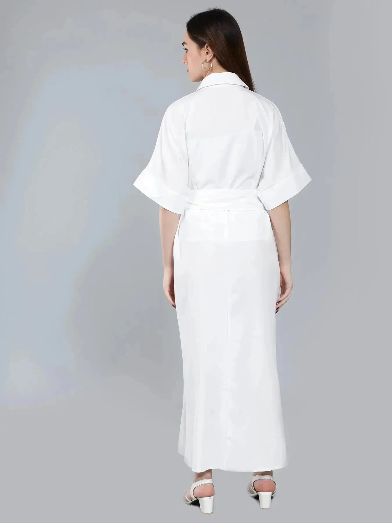 Cinched Waist Belted Shirt Dress