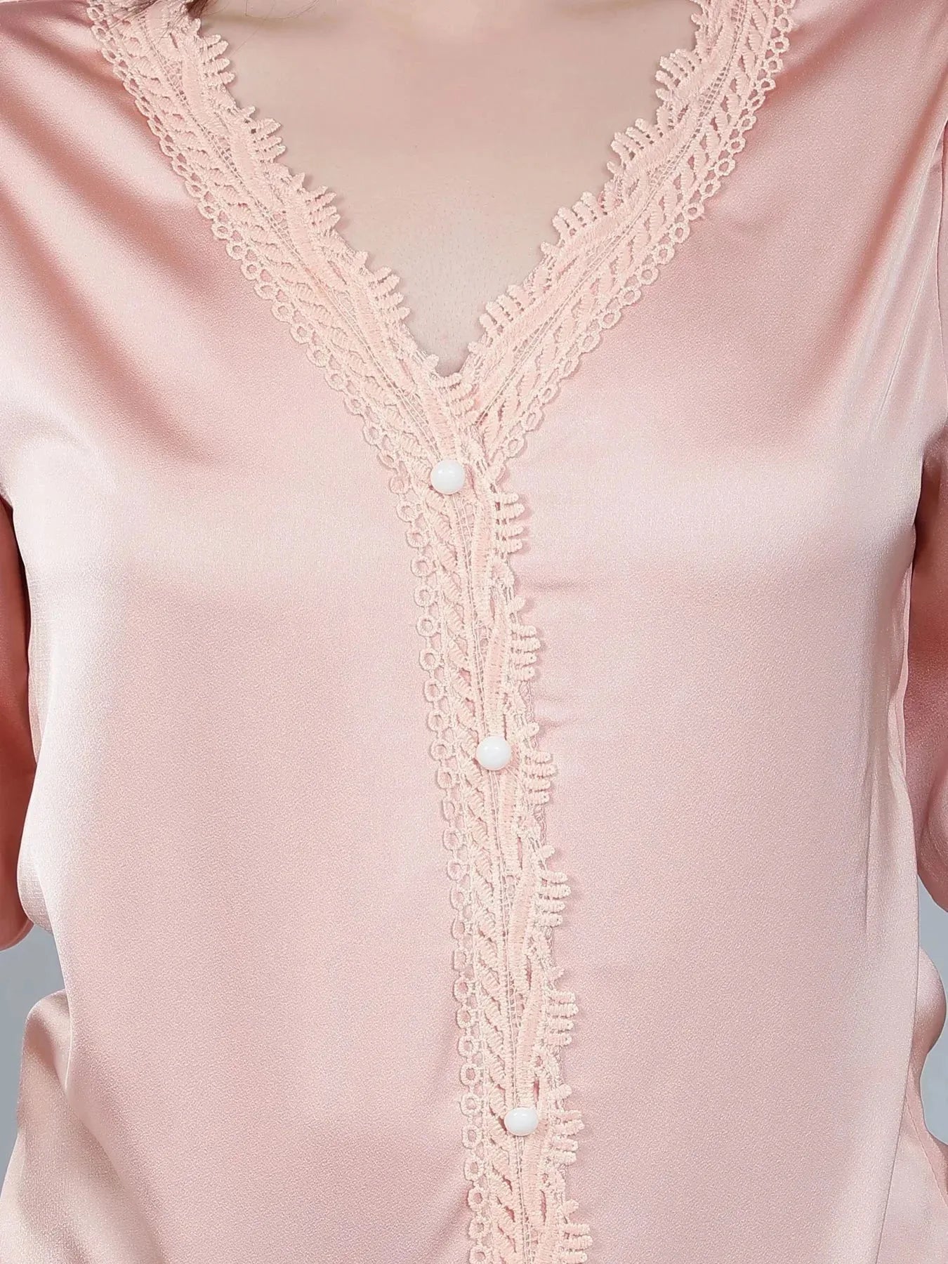 Pearl Knotted Slit Sleeve Blouse