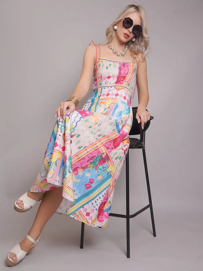 Graffiti Printed Maxi Sundress