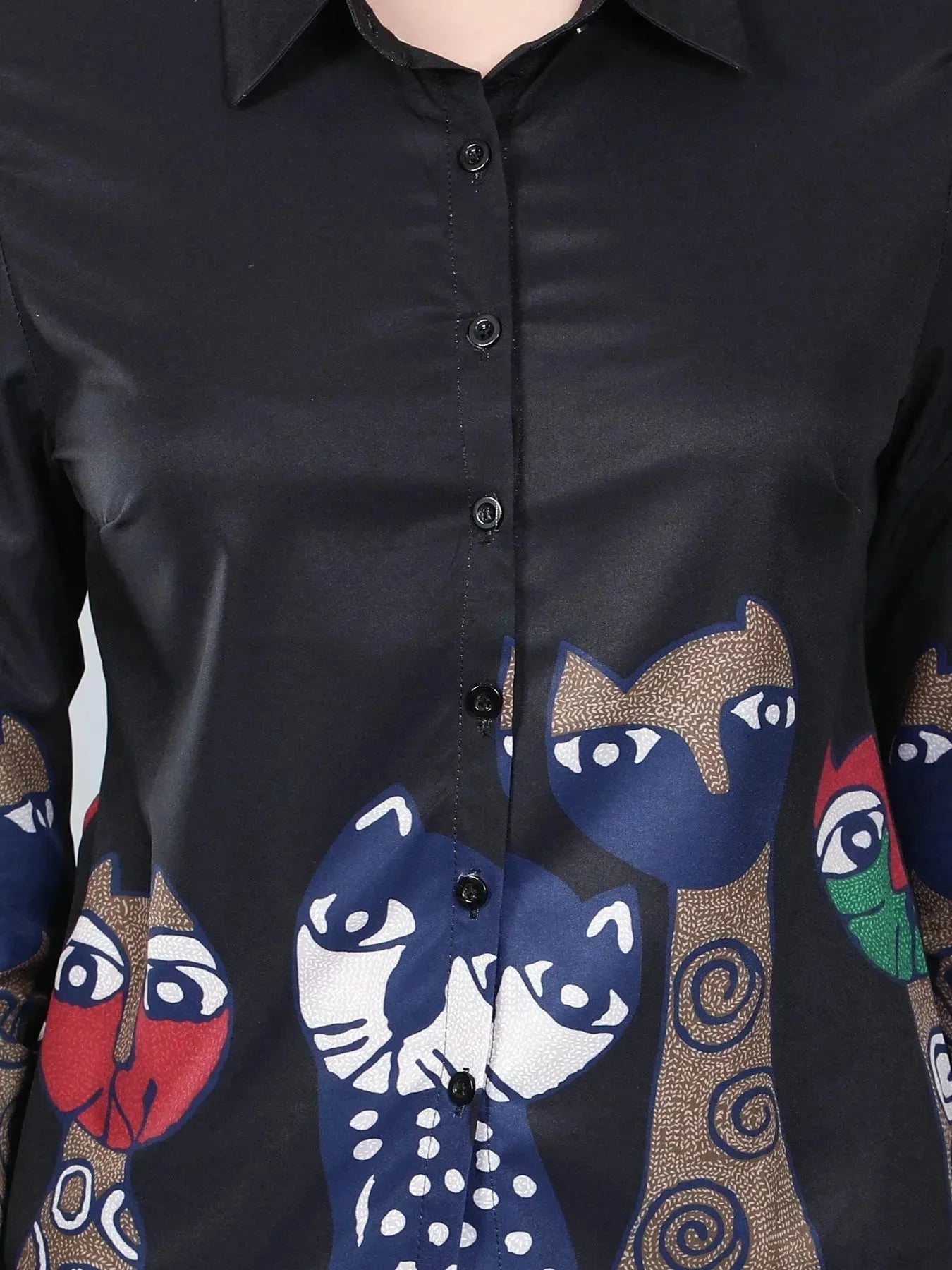 Cartoon Cat Printed Shirt