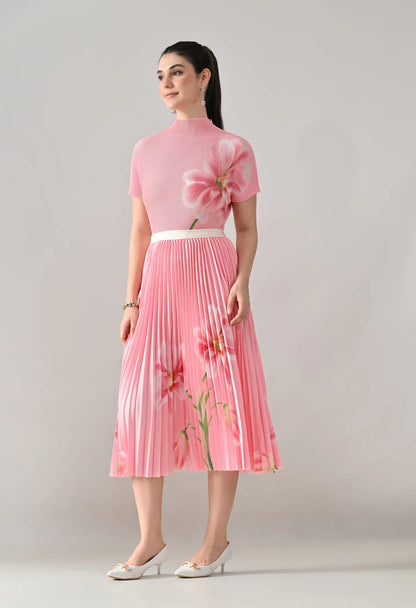 Floral Printed Pleated Two-Piece Set