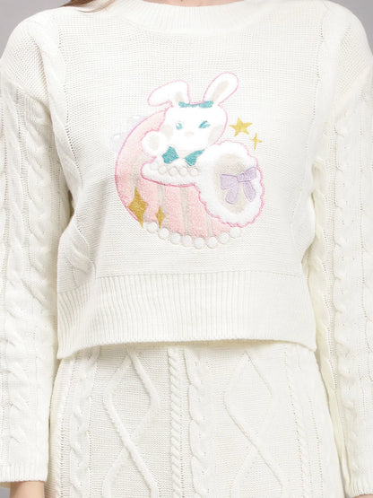 Knitted Patch Embroidery Two Piece Set