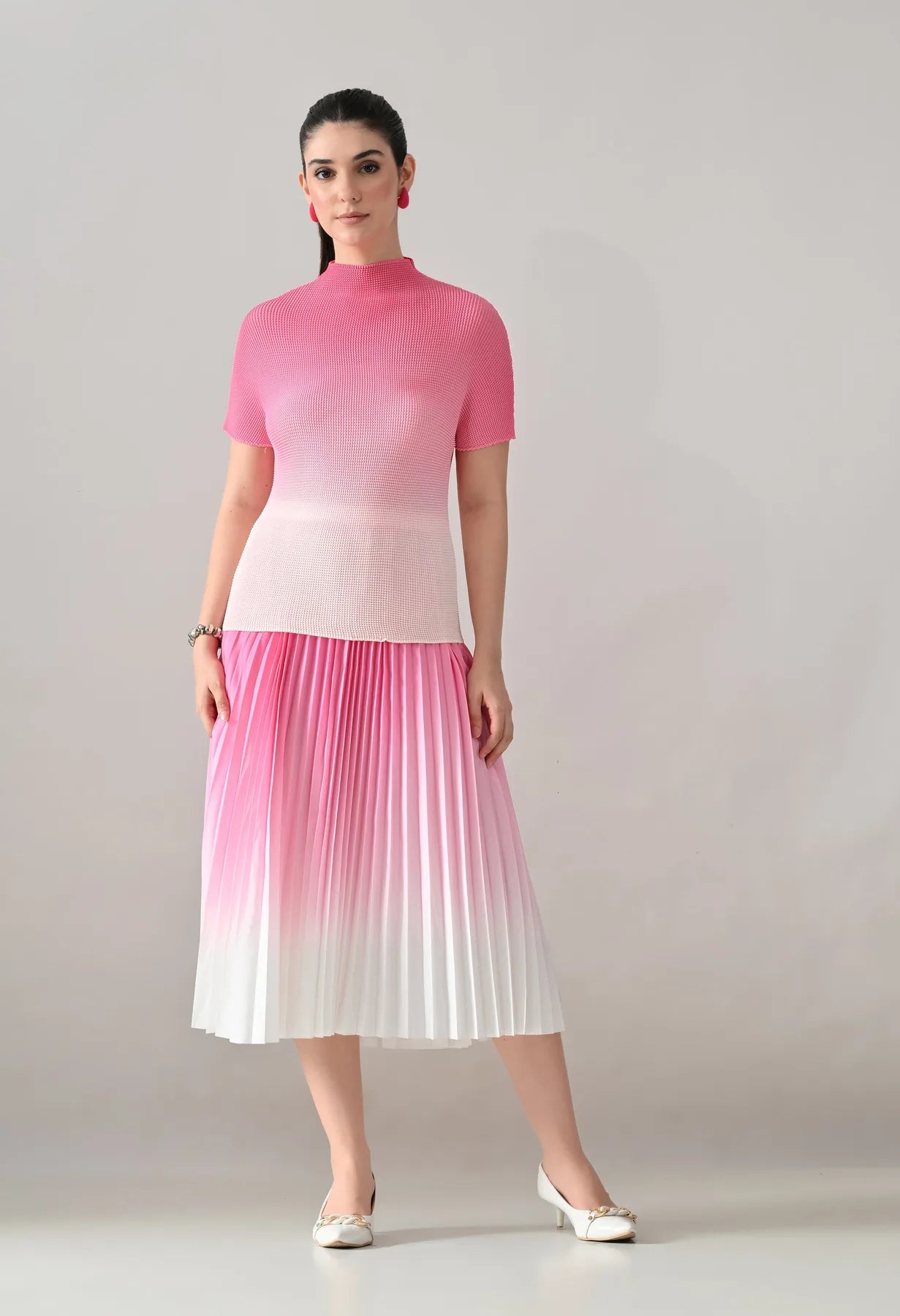 Ombre Pleated Two-Piece Set