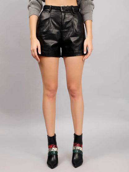 High Waisted Leather Shorts