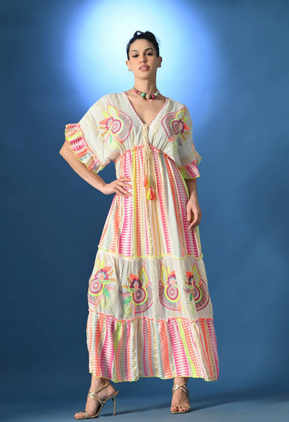 Neon Pink Bloom Maxi Dress