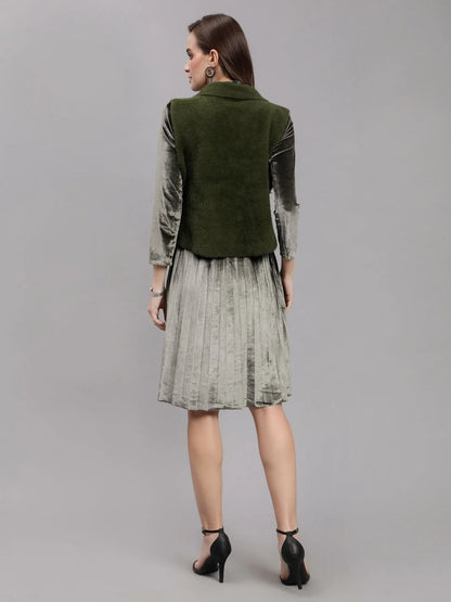 Sleeveless Jacket and Dress Set