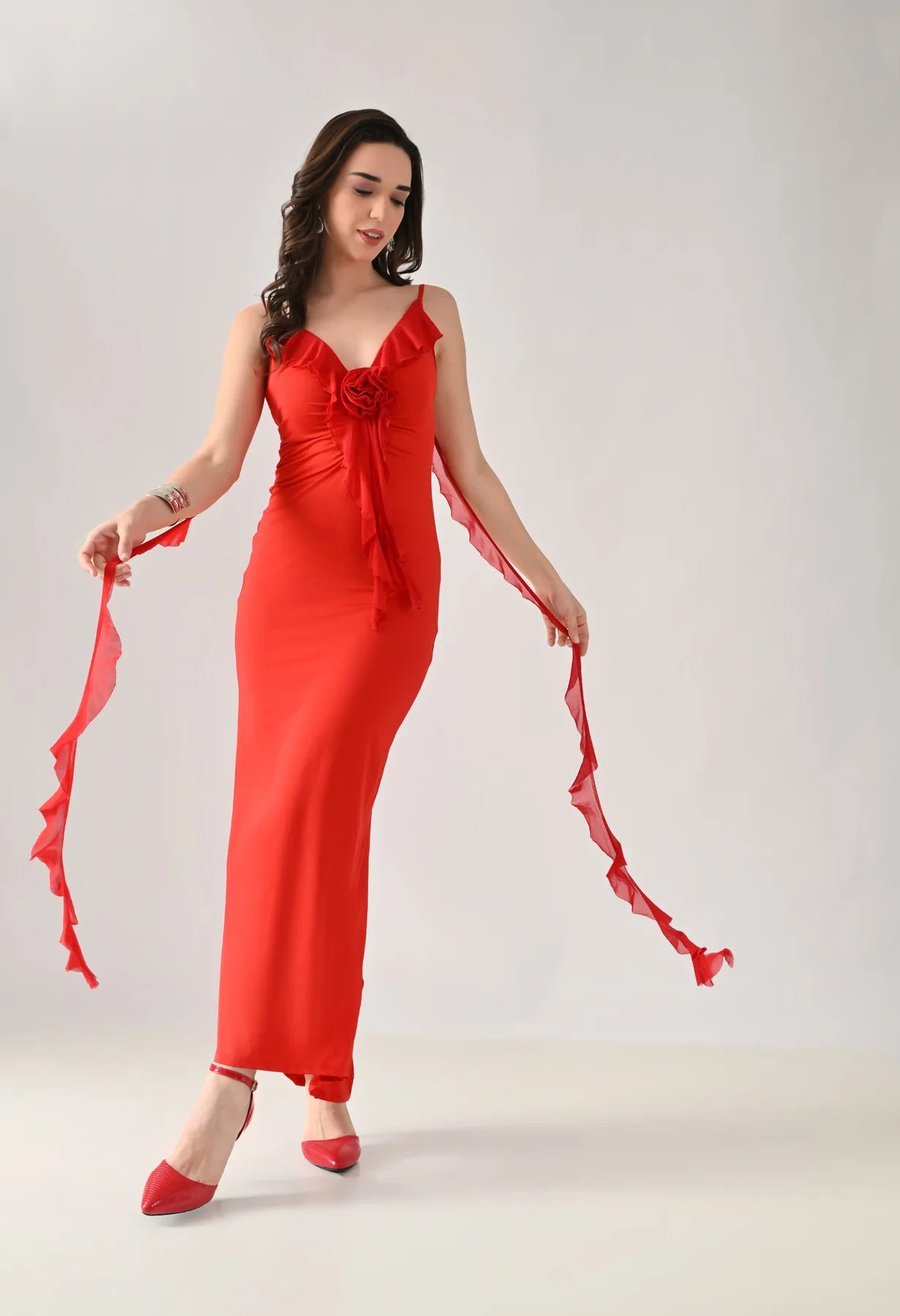 Ruffled Backless Maxi Dress