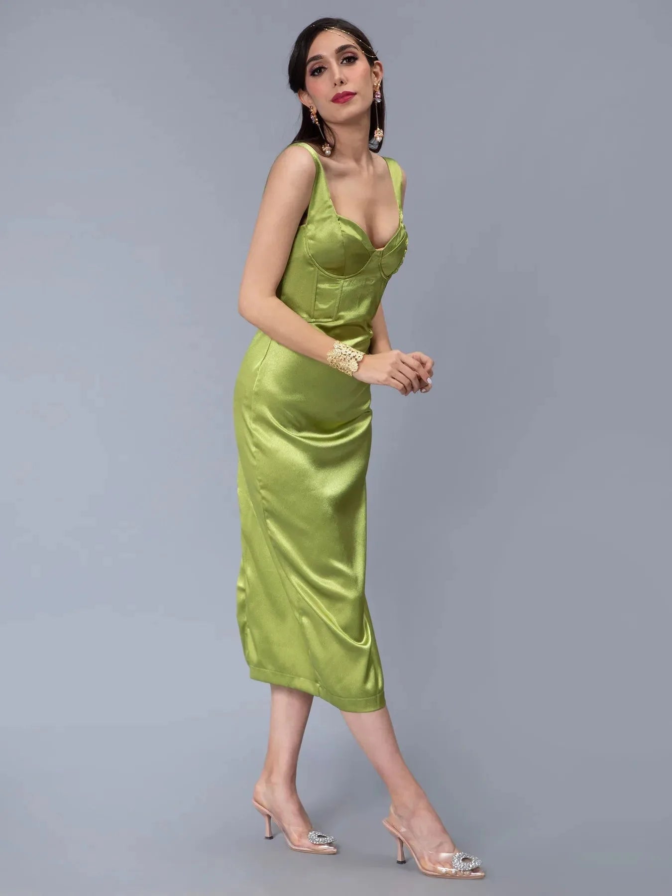 Bra Cups Satin Dress