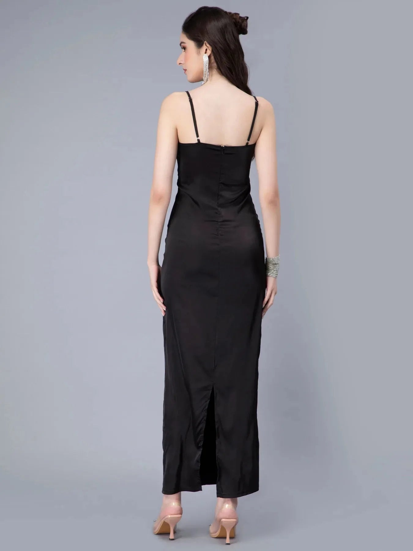 Rhinestones Embellished Satin Dress