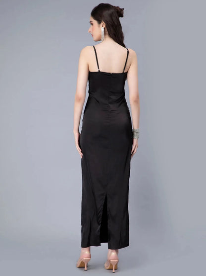 Rhinestones Embellished Satin Dress