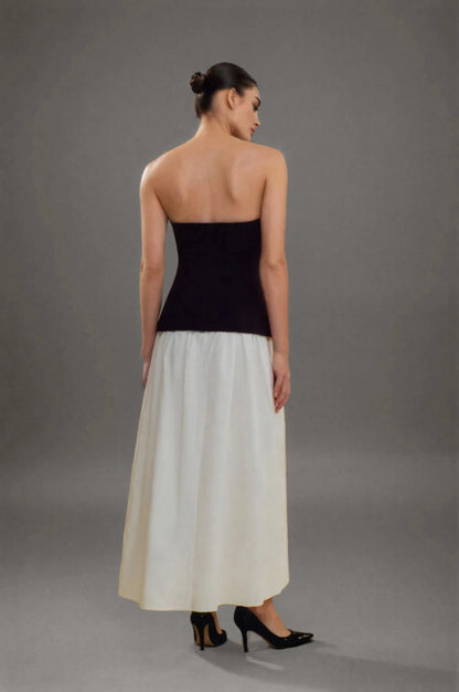 Colorblocked Strapless Maxi Dress