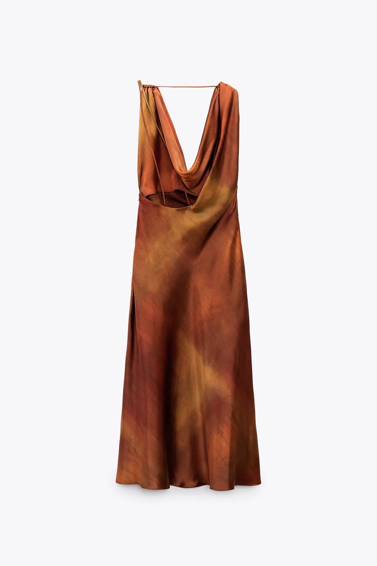 Cowl Neck Satin Dress
