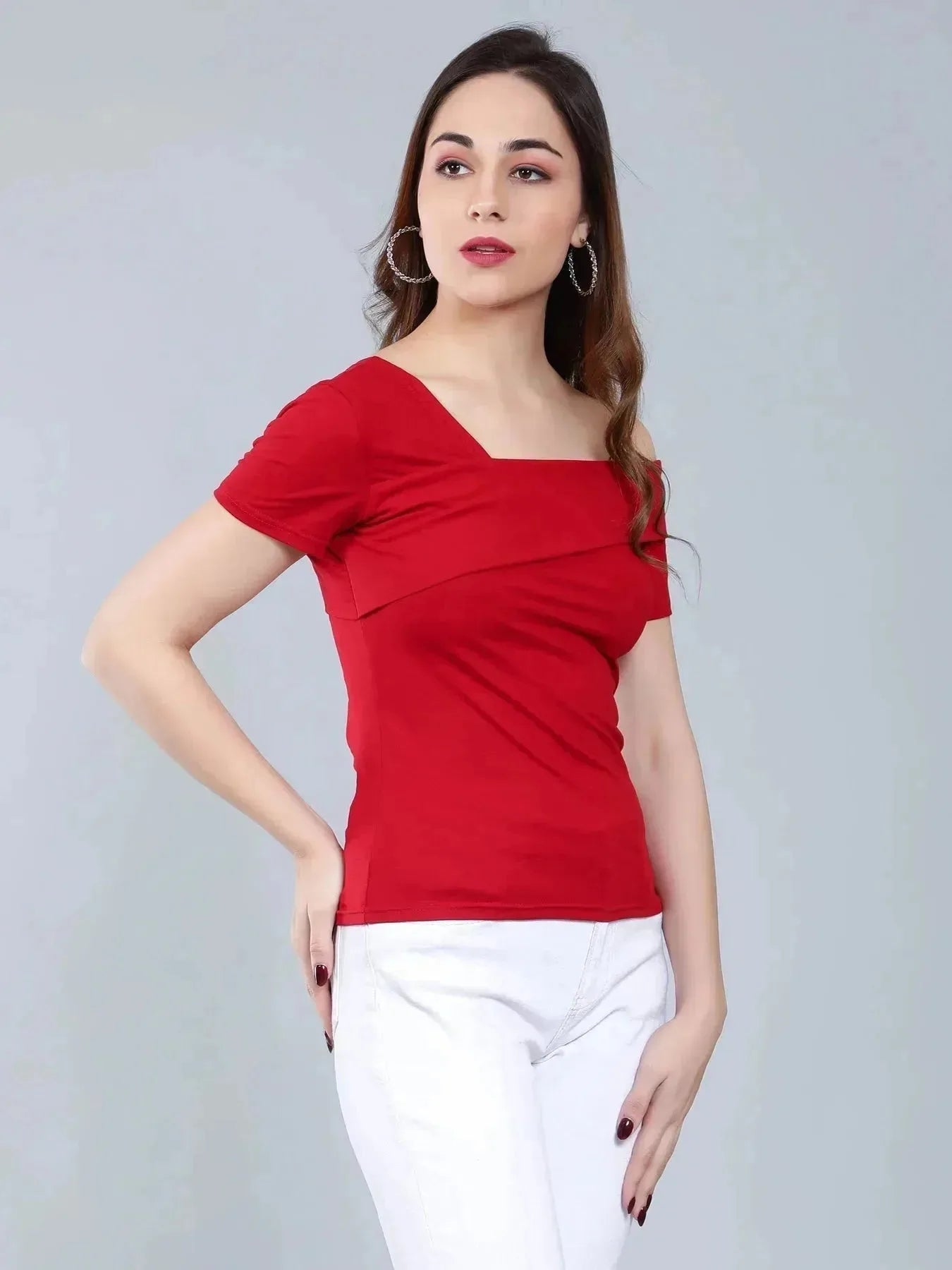 Asymmetric Neck T-Shirt