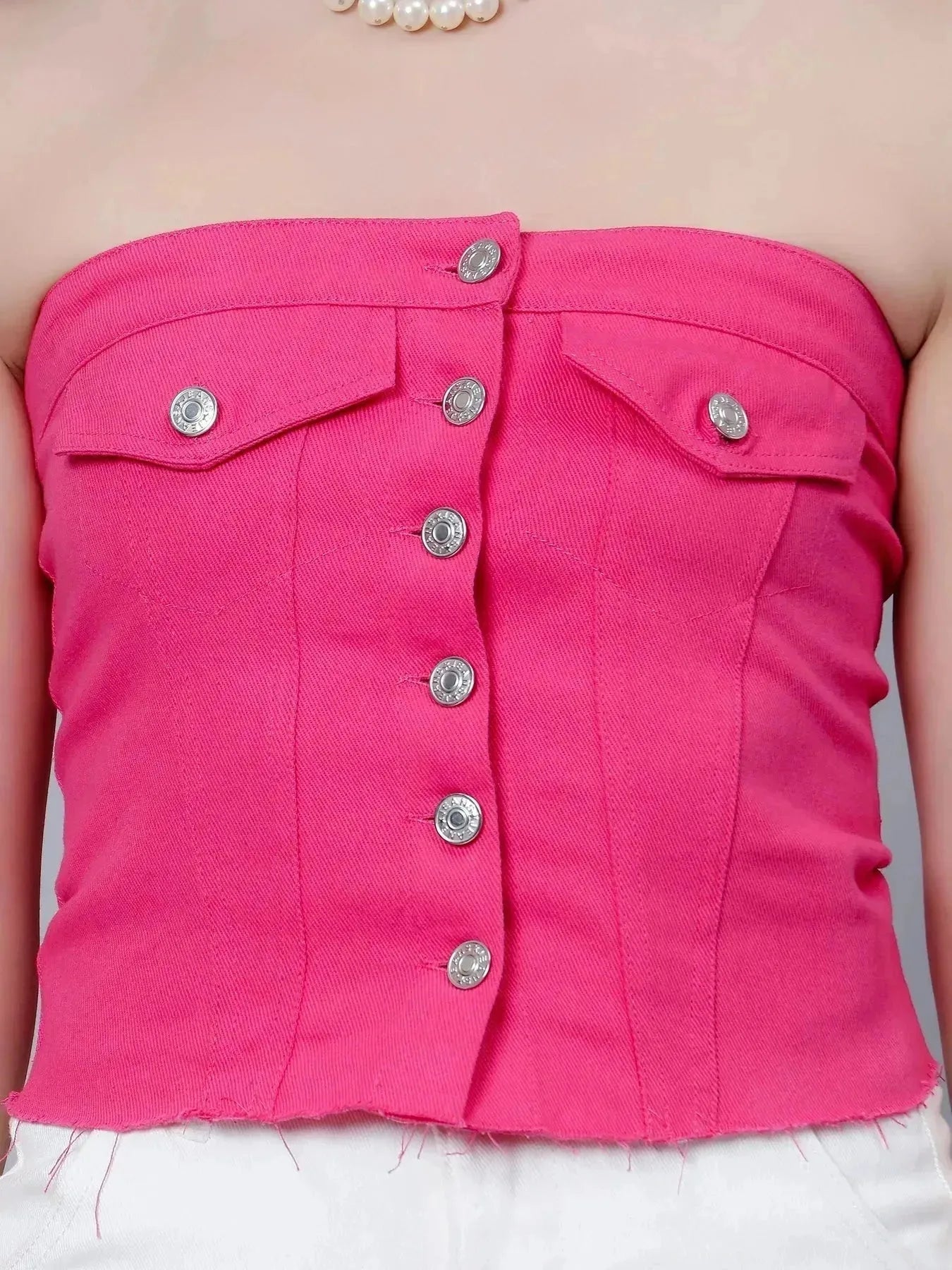 Denim Corset Crop Top