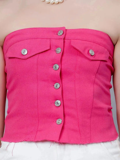 Denim Corset Crop Top