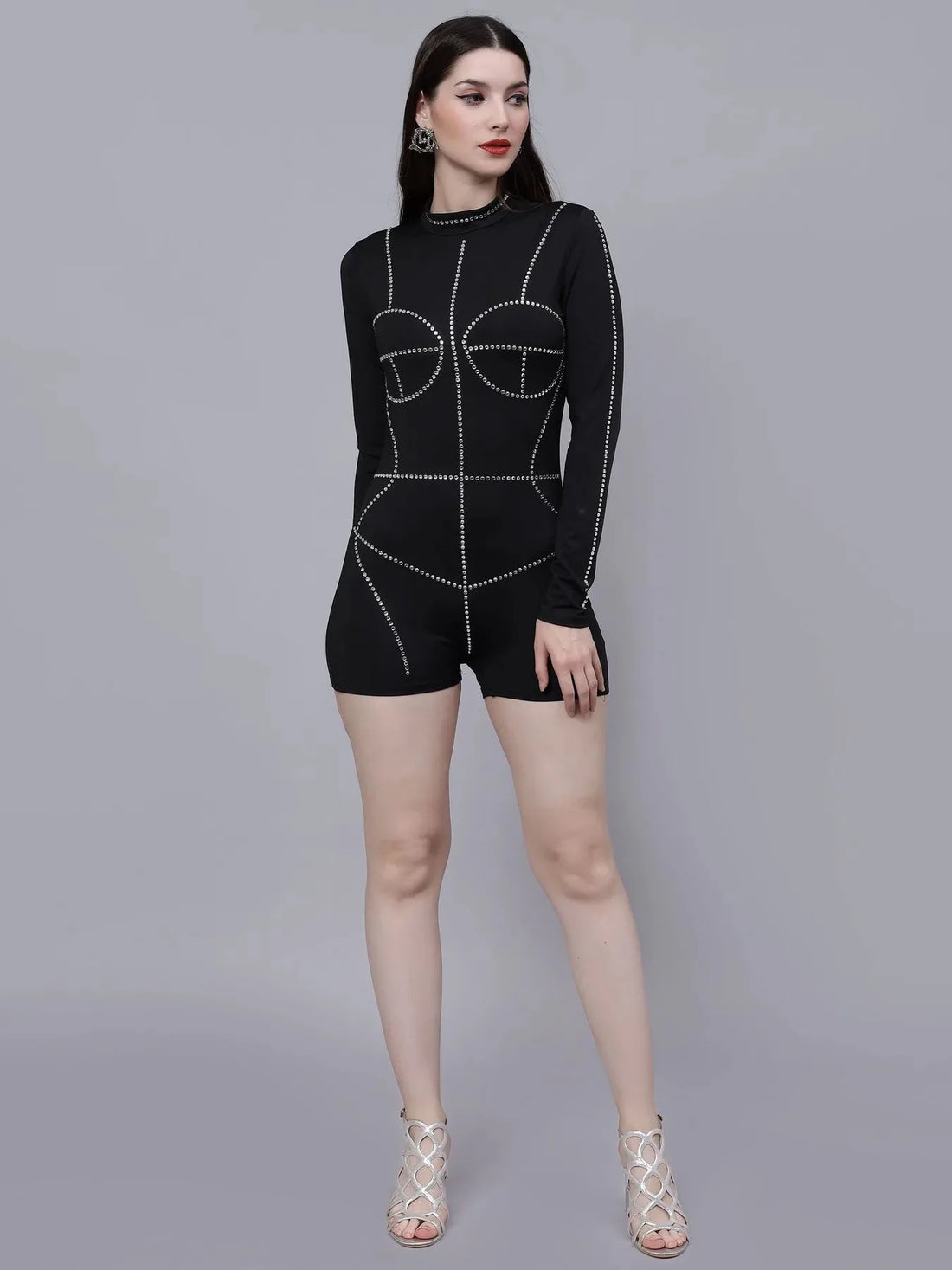 Rhinestone Stickon Detail Playsuit