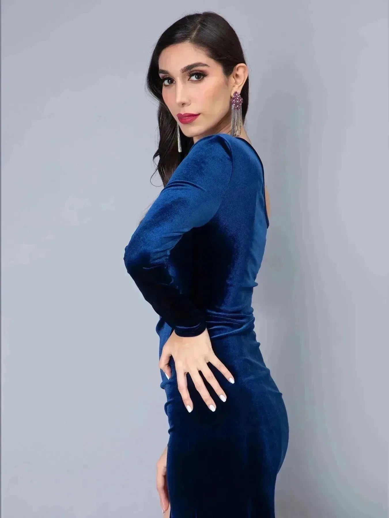 Slit Velvet Cocktail Dress