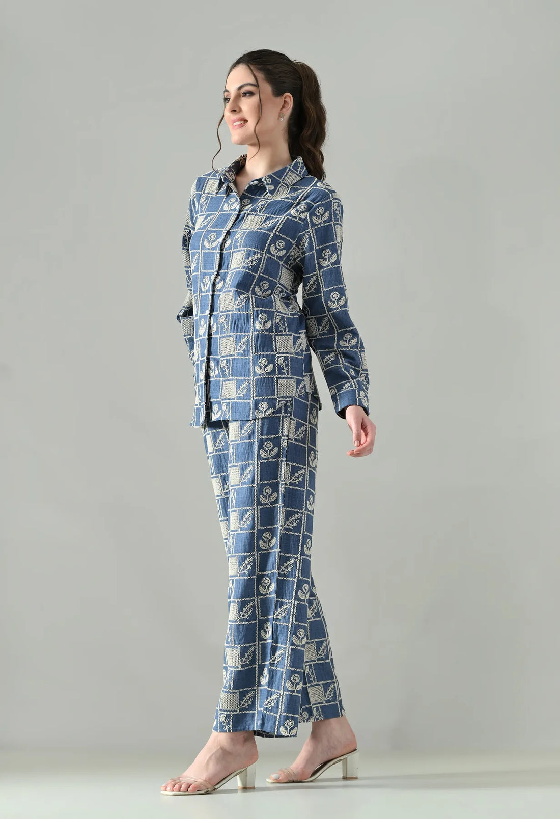 Floral Cube Embroidered Co-ord Set