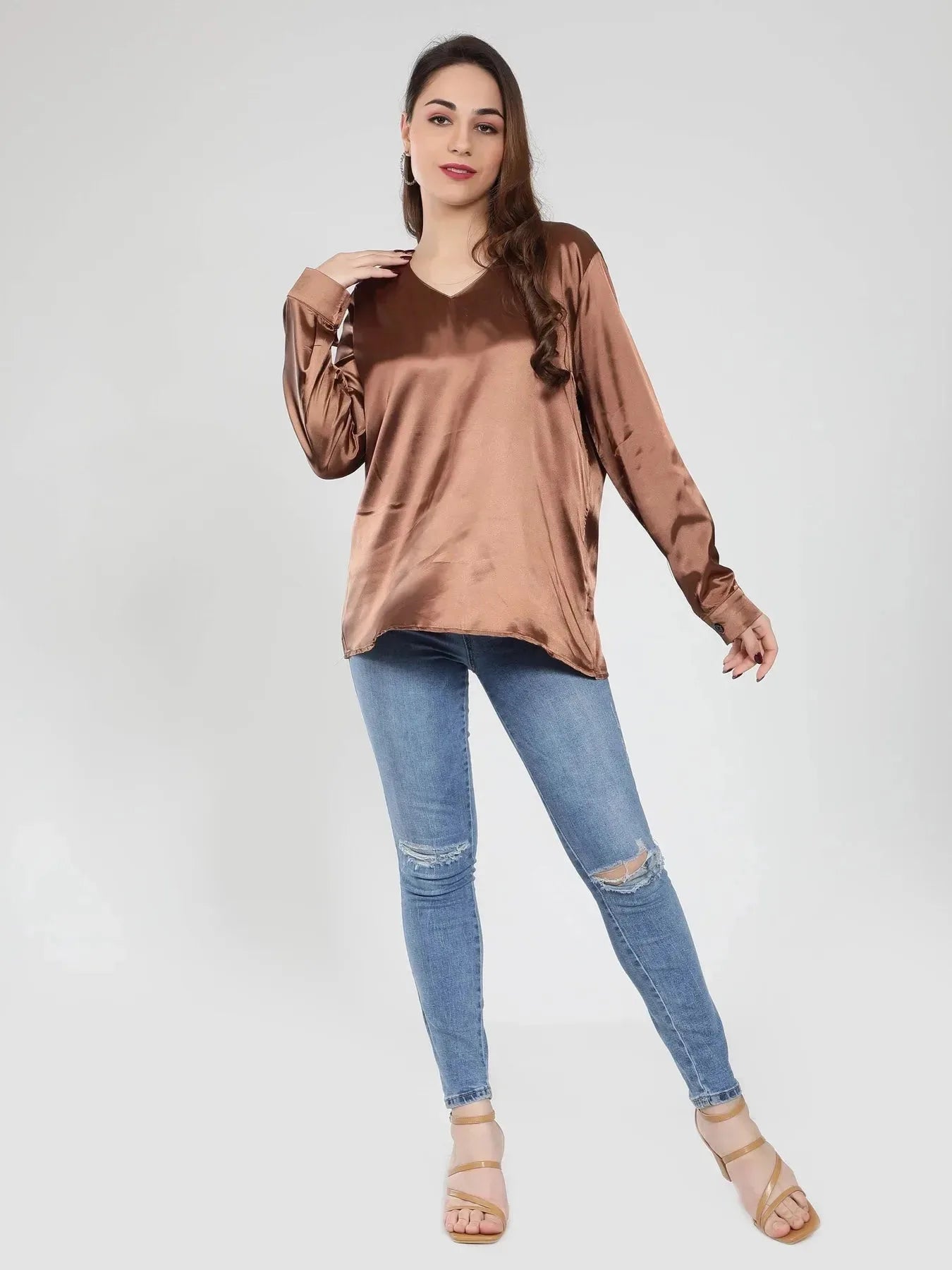 V-Neck Satin Top