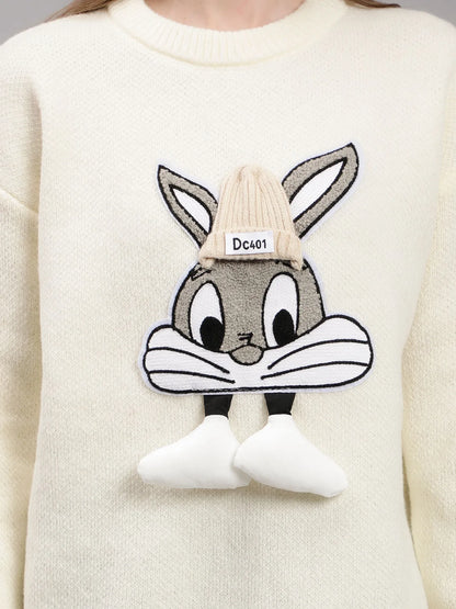 Bunny Patch Knitted Long Pullover