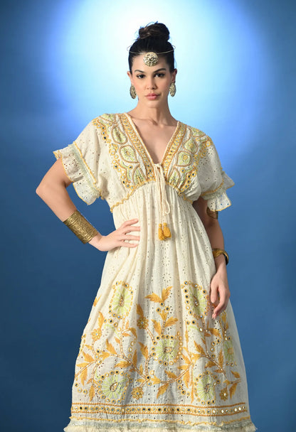 Mirror Glow Schiffli Maxi Dress