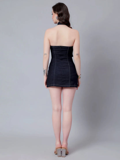 Halter Zipper Mini Dress